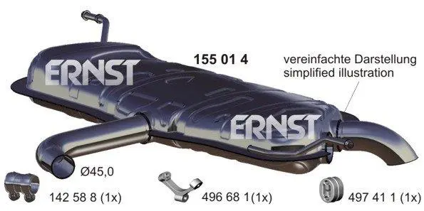 ERNST Zadní tlumič výfuku 155014