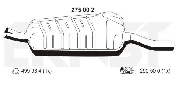 Střední tlumič výfuku ERNST 275002