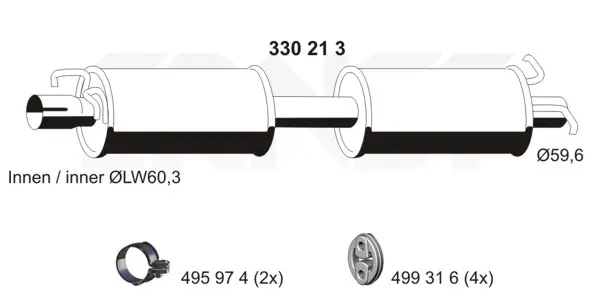ERNST Střední tlumič výfuku 330213