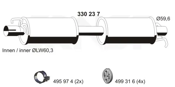 ERNST Střední tlumič výfuku 330237