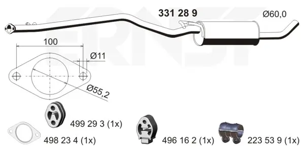 Střední tlumič výfuku ERNST 331289