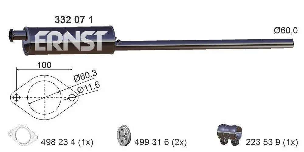 ERNST Střední tlumič výfuku 332071