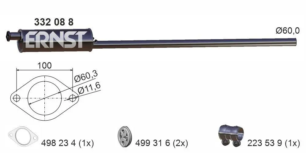ERNST Střední tlumič výfuku 332088