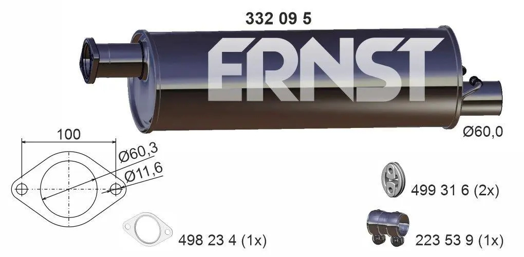Střední tlumič výfuku ERNST 332095