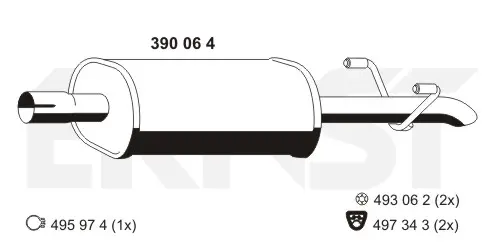 ERNST Střední tlumič výfuku 390064