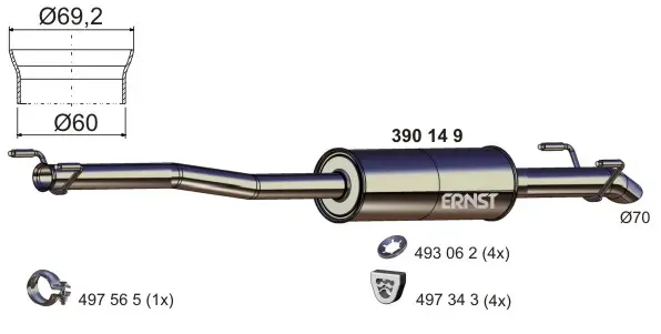 Střední tlumič výfuku ERNST 390149