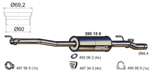 Střední tlumič výfuku ERNST 390156