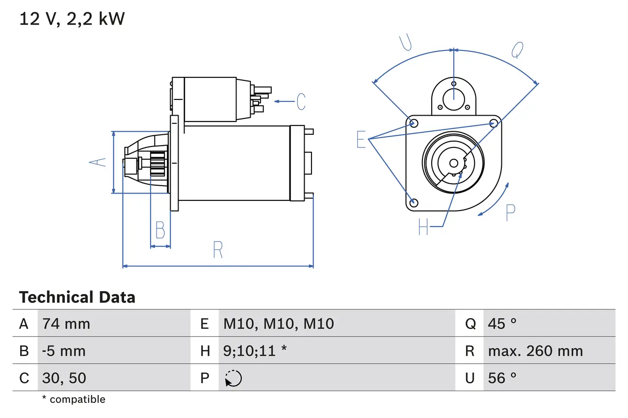 BOSCH Startér 0986016950