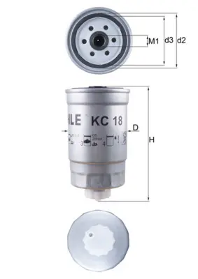 Mahle filtr paliva KC18 MQ 3107174 PIAGGIO APE 400 CLASSIC DODÁVKA 18-19, APE 400 CLASSIC KASTENWAGEN 20-24, APE 400 CLASSIC PICKUP 14-19, APE 400