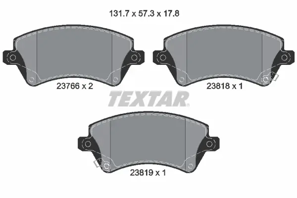 TEXTAR Sada brzdových destiček, kotoučová brzda 2376601