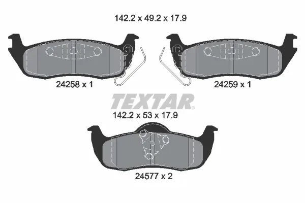 Sada brzdových destiček, kotoučová brzda TEXTAR 2425801