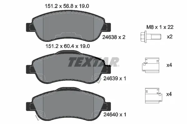 TEXTAR Sada brzdových destiček, kotoučová brzda 2463801