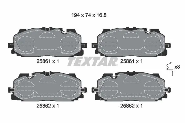 Sada brzdových destiček, kotoučová brzda TEXTAR 2586101