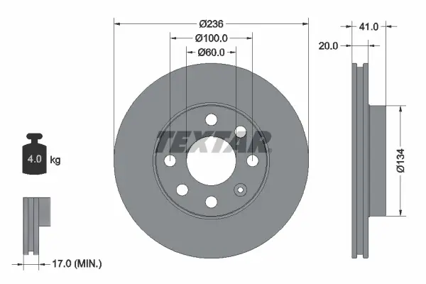 Brzdový kotouč TEXTAR 92029603