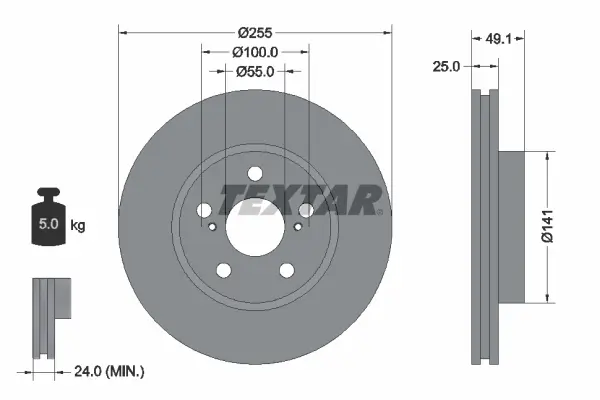Brzdový kotouč TEXTAR 92077400