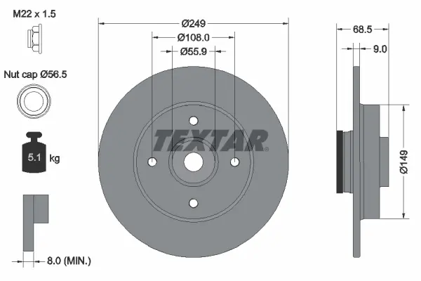 TEXTAR Brzdový kotouč 92133303