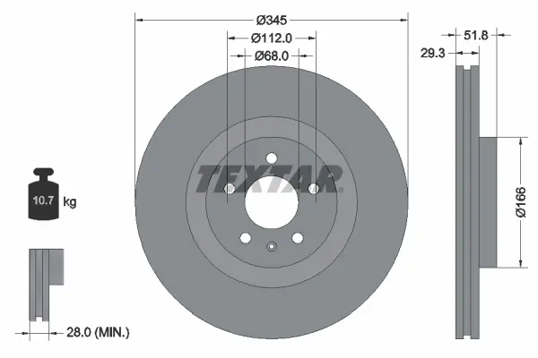 TEXTAR Brzdový kotouč 92160205