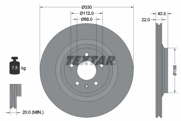 Brzdový kotouč TEXTAR 92160403