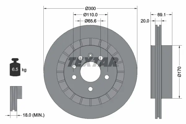 Brzdový kotouč TEXTAR 92164900