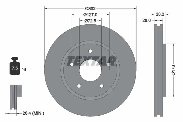Brzdový kotouč TEXTAR 92181503