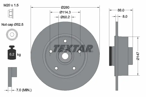 TEXTAR Brzdový kotouč 92196003