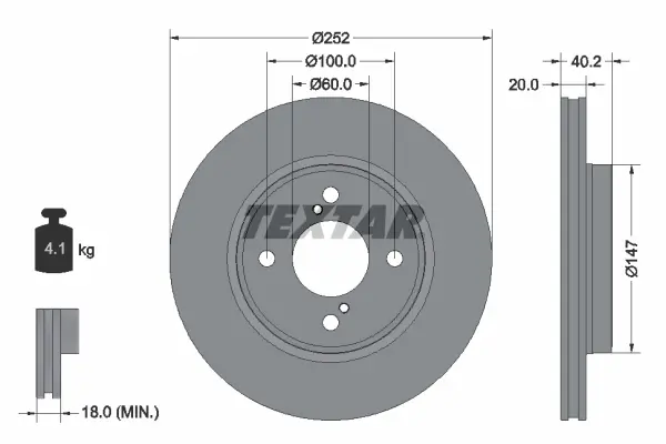 Brzdový kotouč TEXTAR 92303703
