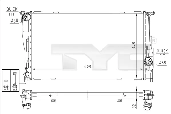Chladič, chlazení motoru TYC 703-0008