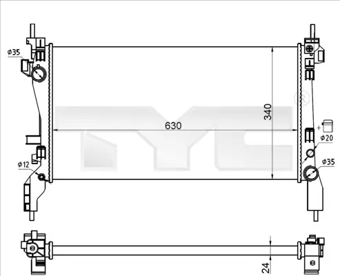 Chladič, chlazení motoru TYC 709-0021-R