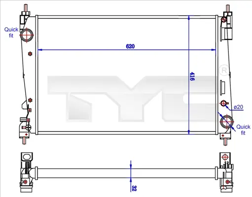 Chladič, chlazení motoru TYC 725-0042-R