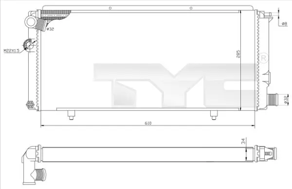 TYC Chladič, chlazení motoru 726-0014-R