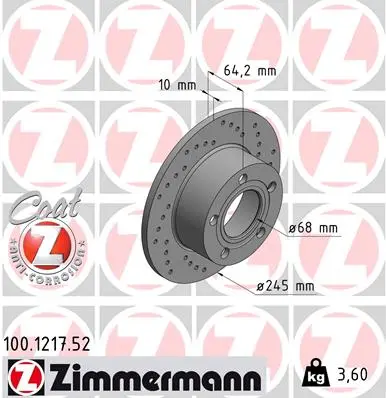 Brzdový kotouč ZIMMERMANN 100.1217.52