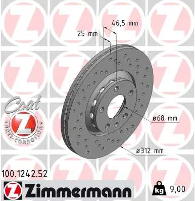 ZIMMERMANN Brzdový kotouč 100124252
