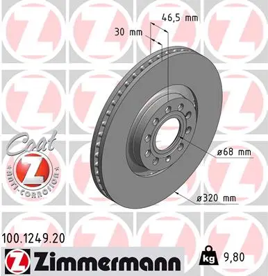 Brzdový kotouč ZIMMERMANN 100.1249.20
