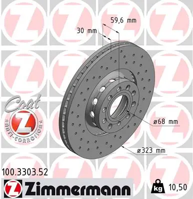 ZIMMERMANN Brzdový kotouč 100330352
