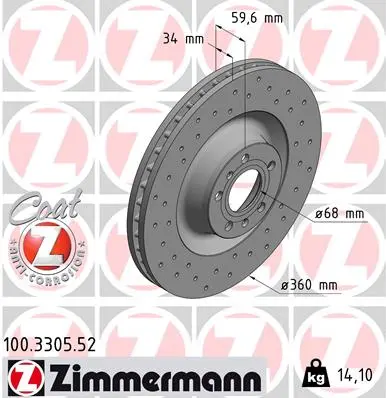 ZIMMERMANN Brzdový kotouč 100330552
