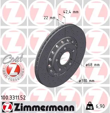 ZIMMERMANN Brzdový kotouč 100331152