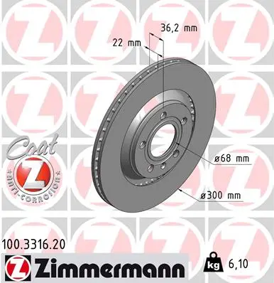 ZIMMERMANN Brzdový kotouč 100331620