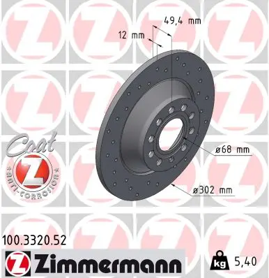 Brzdový kotouč ZIMMERMANN 100.3320.52