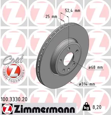 ZIMMERMANN Brzdový kotouč 100333020