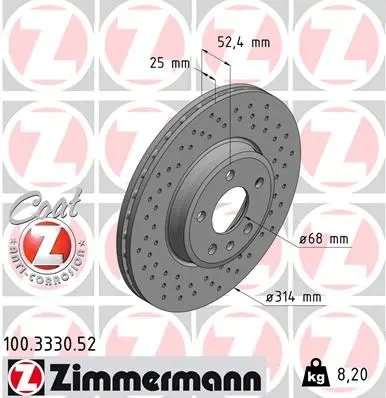 ZIMMERMANN Brzdový kotouč 100333052