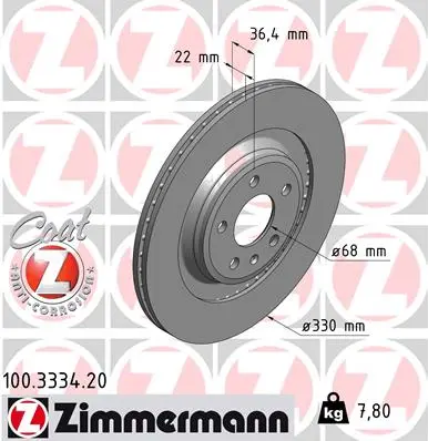 ZIMMERMANN Brzdový kotouč 100333420