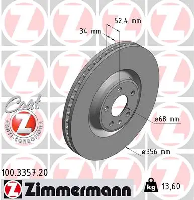 Brzdový kotouč ZIMMERMANN 100.3357.20