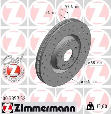 ZIMMERMANN Brzdový kotouč 100335752