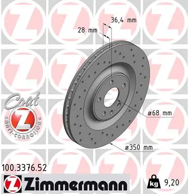 Brzdový kotouč ZIMMERMANN 100.3376.52