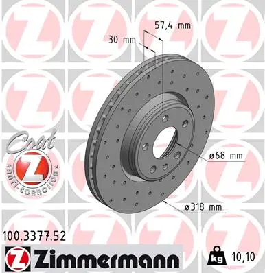 Brzdový kotouč ZIMMERMANN 100.3377.52