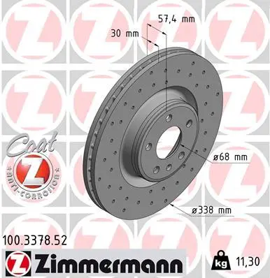 ZIMMERMANN Brzdový kotouč 100337852