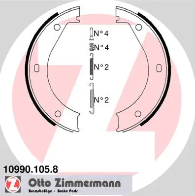Sada brzdových čelistí, parkovací brzda ZIMMERMANN 10990.105.8
