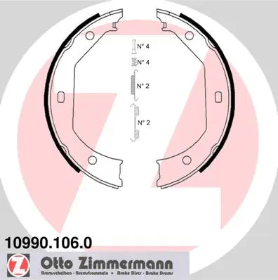 Sada brzdových čelistí, parkovací brzda ZIMMERMANN 10990.106.0