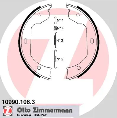 Sada brzdových čelistí, parkovací brzda ZIMMERMANN 10990.106.3