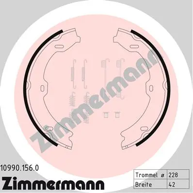 Sada brzdových čelistí, parkovací brzda ZIMMERMANN 10990.156.0